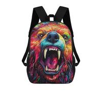 sinyumoney Colorful Roaring Bear Art -1 Zaino Scolastico Stampato in 3D, Borse Scolastiche Per Ragazzi E Ragazze, Zaino Per Laptop Per Bambini/studenti/adulti 17inch