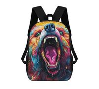 sinyumoney Colorful Roaring Bear Art Zaino Scolastico Per Bambini Stampato in 3D, Zaini Da Viaggio Ad Alta Capacità, Borse Per Libri, Zaini Scolastici Per Bambini 17inch