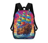 sinyumoney Colorful Sailing Ship Zaini Stampati in 3D, Borsa Scolastica Casual Per Bambini, Borsa Scolastica Alla Moda Per Ragazzi, Studenti Delle Scuole Medie 17inch
