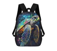 sinyumoney Colorful Sea Turtle Art Print-1 Zaino Scolastico Per Bambini, Borsa Scolastica Stampata in 3D Per Ragazzi, Studenti Delle Scuole Elementari E Medie 17inch