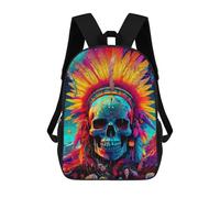 sinyumoney Colorful Skull with Feathers Zaini Casual Per Bambini, Borse Scolastiche Per Ragazzi E Ragazze, Zaini Per Libri, Zaini 17inch