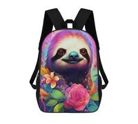 sinyumoney Colorful Sloth with Flowers Zaino Scolastico Stampato in 3D Zaino Scolastico Per Bambini Zaini Scolastici Zaini Da Viaggio Borsa Casual Alla Moda Per Bambini Studenti Scolastici 17inch