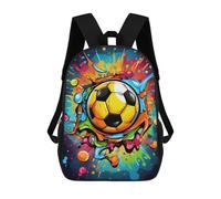sinyumoney Colorful Soccer Ball Artwork -3 Zaino Scolastico Alla Moda Per Studenti, Adatto A Ragazzi E Ragazze, Ideale Per Viaggi All'aperto E Attività Ricreative. 17inch
