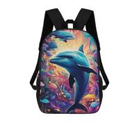 sinyumoney Colorful Underwater Dolphins Zaino Scolastico Alla Moda Per Studenti, Adatto A Ragazzi E Ragazze, Ideale Per Viaggi All'aperto E Attività Ricreative. 17inch
