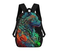 sinyumoney Colorful Wolf Artwork -1 Zaino Scolastico Stampato in 3D Zaino Scolastico Per Bambini Zaini Scolastici Zaini Da Viaggio Borsa Casual Alla Moda Per Bambini Studenti Scolastici 17inch
