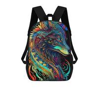 sinyumoney Colorful Wolf Artwork -4 Zaini Scolastici Stampati in 3D Zaini Scolastici Alla Moda Per Bambini Zaini Per Ragazzi Per Studenti Delle Scuole Medie 17inch
