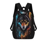 sinyumoney Colorful Wolf Portrait -13 Zaino Scolastico Per Bambini Stampato in 3D Per Bambini, Zaini Da Viaggio, Borse Per Libri Per Ragazzi, Studenti Delle Scuole Elementari 17inch
