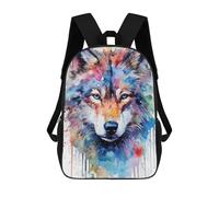 sinyumoney Colorful Wolf Portrait Art Print-1 Zaino Scolastico, Zaino Per Libri, Zaini Per Bambini Stampati in 3D, Zaini Per Bambini, Zaini Scolastici Per Bambini, Zaini Da Viaggio 17inch