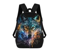 sinyumoney Colorful Wolf Portrait Artwork Zaino Scolastico Per Bambini Stampato in 3D, Zaini Da Viaggio Ad Alta Capacità, Borse Per Libri, Zaini Scolastici Per Bambini 17inch