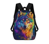 sinyumoney Colorful Wolf Portrait Zaini Stampati in 3D, Borsa Scolastica Casual Per Bambini, Borsa Scolastica Alla Moda Per Ragazzi, Studenti Delle Scuole Medie 17inch