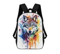 sinyumoney Colorful Wolf Watercolor Zaini Casual Per Bambini, Borse Scolastiche Per Ragazzi E Ragazze, Zaini Per Libri, Zaini 17inch