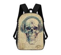 sinyumoney Cool Opossum Animals Zaino scolastico per ragazze e ragazzi, zaino con tasca, zaino alla moda per bambini, Rad Music Skull Sketchbook, 17"