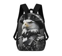 sinyumoney Cool Opossum Animals Zaino scolastico per ragazze e ragazzi, zaino con tasca, zaino alla moda per bambini, Black and White Eagle, 17"