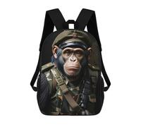 sinyumoney Cool Opossum Animals Zaino scolastico per ragazze e ragazzi, zaino con tasca, zaino alla moda per bambini, Chimpanzee Soldier, 17"