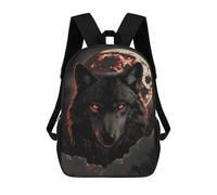 sinyumoney Cool Wild Bald Eagle Zaini Stampati 3D Zaino Scuola Per Bambini Zaino Casual Per Il Giorno Borsa Da Viaggio Casual Per Gli Studenti Del College, Wolf Dark Moon Red Clouds, 17"