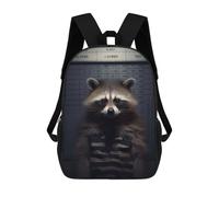 sinyumoney Cool Wild Bald Eagle Zaini Stampati 3D Zaino Scuola Per Bambini Zaino Casual Per Il Giorno Borsa Da Viaggio Casual Per Gli Studenti Del College, Raccoon Criminal Mugshot, 17"