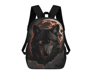 sinyumoney Cool Wild Bald Eagle Zaini Stampati 3D Zaino Scuola Per Bambini Zaino Casual Per Il Giorno Borsa Da Viaggio Casual Per Gli Studenti Del College, Wolf Dark Moon Red Clouds, 17"