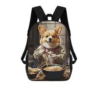 sinyumoney Corgi Eating Ramen Zaino Con Tasca, Zaini Stampati in 3D, Zaini Da Viaggio, Borse Per Libri, Borse Per La Scuola Per Bambini 17inch