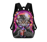 sinyumoney Cosmic Bubble Tea Cat Zaini Per Bambini Zaino Scolastico Zaino Stampato in 3D Per Bambini Zaini Da Viaggio Borse Per Libri Borsa Scolastica Per Bambini 17inch