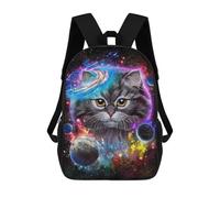 sinyumoney Cosmic Cat Adventure-2 Zaino Scolastico Per Bambini, Borsa Scolastica Stampata in 3D Per Ragazzi, Studenti Delle Scuole Elementari E Medie 17inch