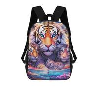 sinyumoney Cosmic Cats in Space Zaini Per Bambini, Zaini Scuola Personalizzati 3D Per Bambini E Ragazze, Zaini Scuola Grandi, Zaini Casual Giorno Per Giorno, Colorful Tiger Family, 17"