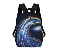sinyumoney Cosmic Dolphin WaveZaino Scolastico Per Bambini, Zaini Stampati in 3D, Zaini Alla Moda Per La Scuola Elementare E Media Per Ragazzi. 17inch