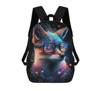 sinyumoney Cosmic Fox Glasses Art Print Zaino Scolastico Per Bambini, Borsa Scolastica Stampata in 3D Per Ragazzi, Studenti Delle Scuole Elementari E Medie 17inch