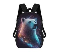sinyumoney Cosmic Polar Bear Artwork Zaino Scolastico Stampato in 3D Per Bambini, Zaino Scolastico Casual Alla Moda Per Bambini Studenti 17inch