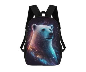 sinyumoney Cosmic Polar Bear Artwork Zaino Scolastico Stampato in 3D Per Bambini, Zaino Scolastico Casual Alla Moda Per Bambini Studenti 17inch