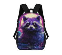sinyumoney Cosmic Raccoon - Zaino per la scuola, per il tempo libero, per ragazzi e ragazze, con grande capacità, Cosmic Raccoon Ritratto, 17"