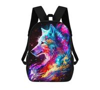 sinyumoney Cosmic Wolf Portrait Zaino, Borsa Scolastica Stampata in 3D, Borsa Per Il Pranzo Scolastico, Zaino Da Viaggio, Zaino Per Amici, Zaino Scolastico Per Ragazze E Ragazzi 17inch