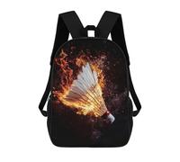 sinyumoney Cow Pooping - Zaino scolastico per bambini, alla moda, casual, con stampa 3D, per ragazzi, grande zaino, Flaming Badminton Shuttlecock, 17"