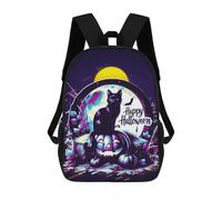 sinyumoney Cow Pooping - Zaino scolastico per bambini, alla moda, casual, con stampa 3D, per ragazzi, grande zaino, Halloween Cat & Amp; Zucca, 17"