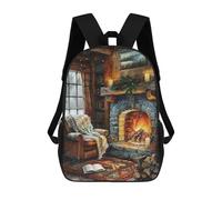 sinyumoney Cozy Cabin Interior with Fireplace Zaino Per Bambini Con Stampa 3D, Borsa Scolastica Per Ragazzi, Zainetto Casual, Borsa Divertente Per Bambini E Adolescenti 17inch