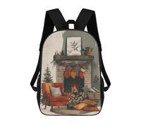 sinyumoney Cozy Fireplace Christmas Scene Zaini Casual Per Bambini, Borse Scolastiche Per Ragazzi E Ragazze, Zaini Per Libri, Zaini 17inch