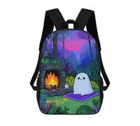 sinyumoney Cozy Ghost by The Fireplace Zaino Scolastico Per Bambini, Stampato in 3D, Borsa Scolastica Alla Moda, Borsa Scolastica Casual Per Ragazzi, Studenti Delle Scuole Elementari E Medie 17inch