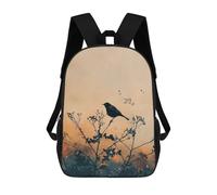 sinyumoney Crane Sunset Landscape Zaini Scuola Per Bambini Borsa Scuola Stampa 3D Per Ragazzi Studenti Della Scuola Elementari E Del College, Black Bird On Branch Silhouette Art, 17"