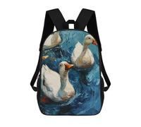 sinyumoney Crane Sunset Landscape, zaino per la scuola, per bambini con stampa 3D, per ragazzi e ragazze, zaino per la scuola, zaino da viaggio, Anatre con pittura ad acqua blu, 17"