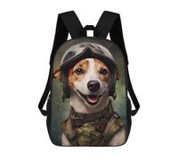 sinyumoney Cream French Bulldog Marte Zaini Stampati 3D Per Bambini Zaini Alla Moda E Casual Per Il Giorno Borse Da Viaggio, Zaini All'aperto Per Ragazzi E Ragazze, Jack Russell Dog Soldier, 17"