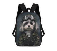 sinyumoney Cream French Bulldog Marte Zaini Stampati 3D Per Bambini Zaini Alla Moda E Casual Per Il Giorno Borse Da Viaggio, Zaini All'aperto Per Ragazzi E Ragazze, Havanese Soldier, 17"