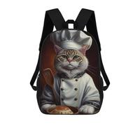 sinyumoney Culinary Cat Chef -1 Zaino Scolastico Per Bambini Stampato in 3D Per Bambini, Zaini Da Viaggio, Borse Per Libri Per Ragazzi, Studenti Delle Scuole Elementari 17inch