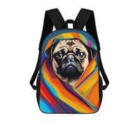 sinyumoney Cute Blanket Pug Pixel Art Zaino Scolastico Per Bambini Stampato in 3D, Zaini Da Viaggio Ad Alta Capacità, Borse Per Libri, Zaini Scolastici Per Bambini 17inch