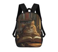 sinyumoney Cute Cartoon Cat Reading Zaino Per Ragazzi, Studenti Adolescenti, Zainetti Per Ragazze, Borse Per Bambini, Scuola Elementare, Scuola Media, Borsa Per Libri 17inch