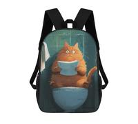 sinyumoney Cute Cartoon Toilet Cat Zaino Scolastico Per Bambini, Borsa Scolastica Stampata in 3D Per Ragazzi, Studenti Delle Scuole Elementari E Medie 17inch