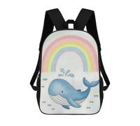 sinyumoney Cute Cartoon Whale Zaini Scuola Per Bambini, Borsa Scuola Stampato 3D Per Ragazzi Studenti Della Scuola Elementari E Del College, Whale, Fish and Rainbow, 17"