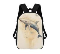 sinyumoney Cute Cartoon Whale Zaini Scuola Per Bambini, Borsa Scuola Stampato 3D Per Ragazzi Studenti Della Scuola Elementari E Del College, Watercolor Whale Big Fish, 17"