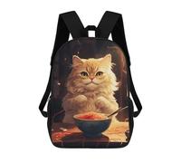 sinyumoney Cute Cat And Nodles Zaini Per Bambini Zaino Scolastico Borsa Scolastica Stampata in 3D Borsa Scolastica Per Ragazzi Studenti Delle Scuole Elementari E Medie 17inch