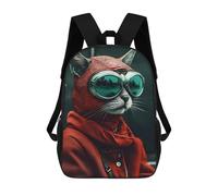 sinyumoney Cute Cat in A Go Cart Zaino Scuola Per Bambini Stampato 3D, Ideale Per Viaggi E Libri, Red Riding Hood Cat, 17"