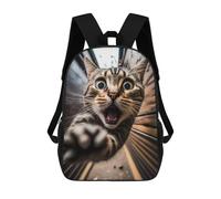 sinyumoney Cute Cat in A Go Cart Zaino Scuola Per Bambini Stampato 3D, Ideale Per Viaggi E Libri, Rogue Cat On The Loose, 17"