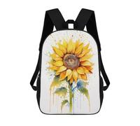 sinyumoney Cute Cat in A Go Cart Zaino Scuola Per Bambini Stampato 3D, Ideale Per Viaggi E Libri, Watercolour Sunflower, 17"